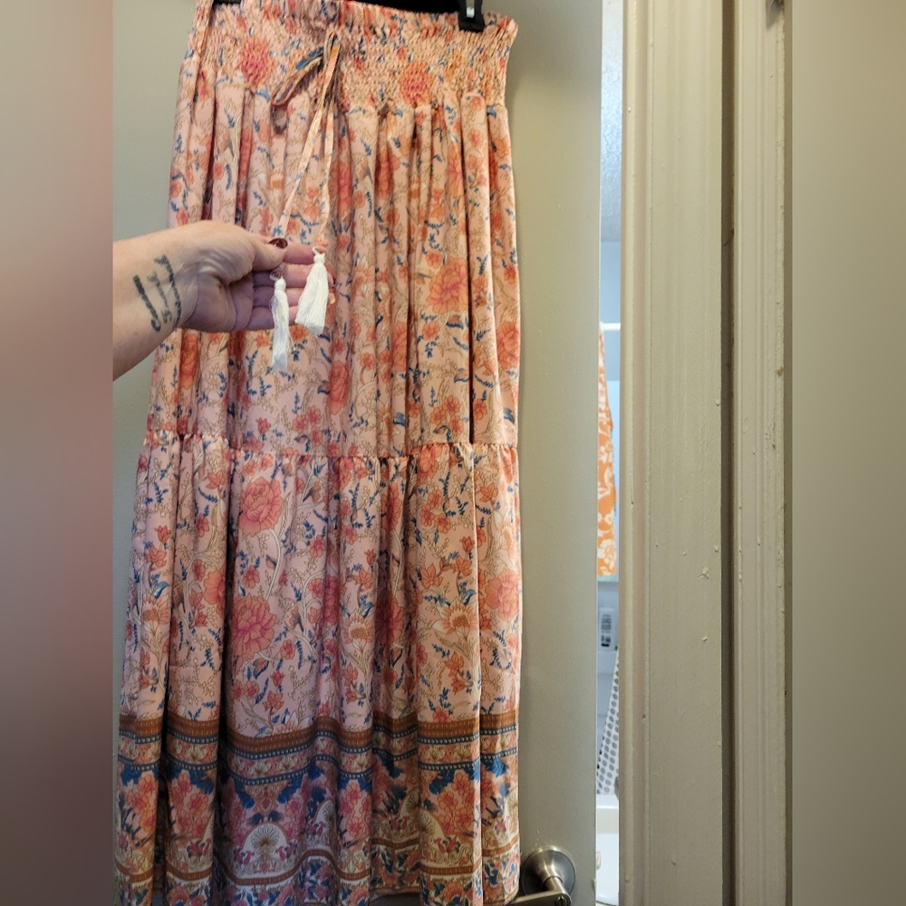 Floral Bohemian Skirt - Pink and Orange Ladies sz XXL - Picture 2 of 5